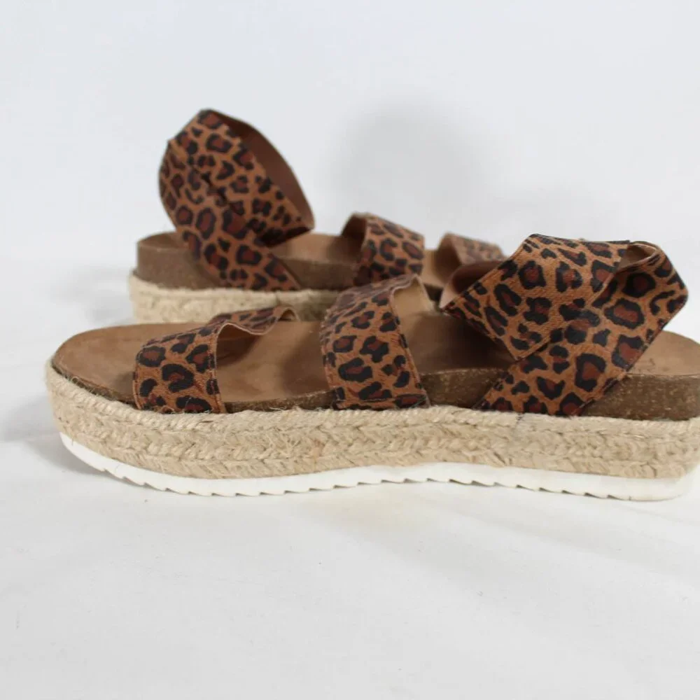 NWT Time and Tru Leopard Platform Espadrille Sandals – Size 8, Edgy Summer Style